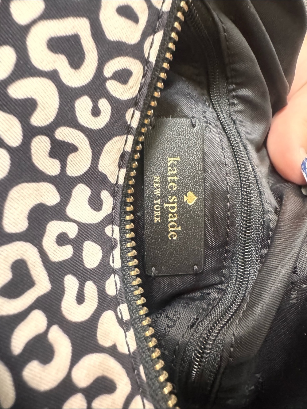 kate spade Black & Cream Leopard Print Crossbody Bag